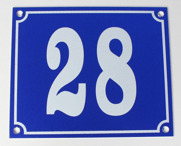 Hausnummernschild Aluminium Aluschild 1 mm Stärke Alu Schild Nr. 28 blau