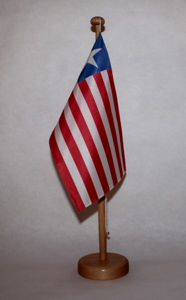 Tischflagge Liberia 25x15 cm optional mit Holz- oder Chromständer Tischfahne Tischfähnchen