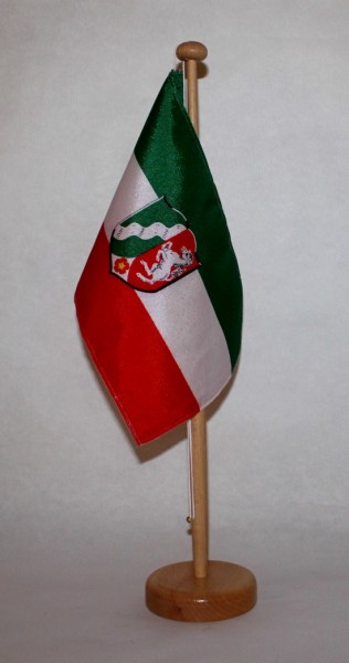 Tischflagge Nordrhein Westfalen NRW 25x15 cm optional mit Holz- oder Chromständer Tischfahne Tischfä