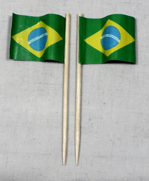 Party-Picker Flagge Brasilien Papierfähnchen in Spitzenqualität 50 Stück Beutel