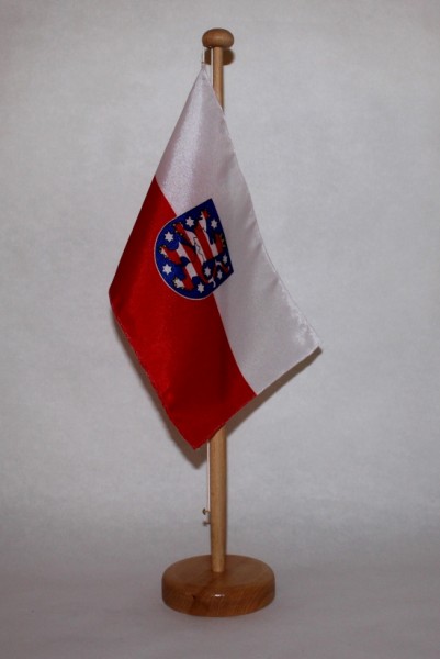 Tischflagge Thüringen 25x15 cm optional mit Holz- oder Chromständer Tischfahne Tischfähnchen
