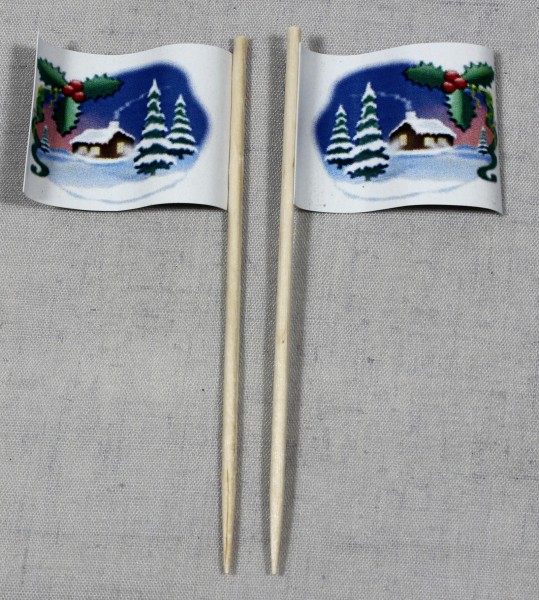 Party-Picker Flagge Weihnachten 1 Schnee Papierfähnchen in Spitzenqualität 50 Stück Beutel