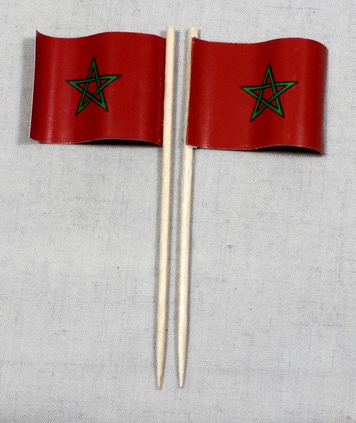 Party-Picker Flagge Marokko Papierfähnchen in Spitzenqualität 50 Stück Beutel