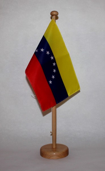 Tischflagge Venezuela 25x15 cm optional mit Holz- oder Chromständer Tischfahne Tischfähnchen