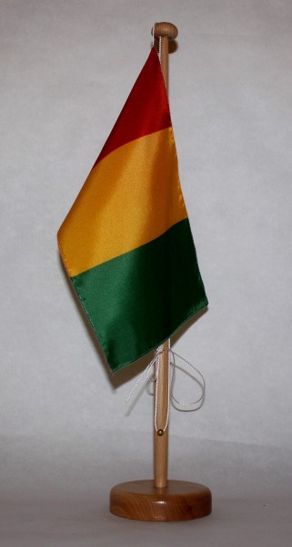 Tischflagge Guinea 25x15 cm optional mit Holz- oder Chromständer Tischfahne Tischfähnchen