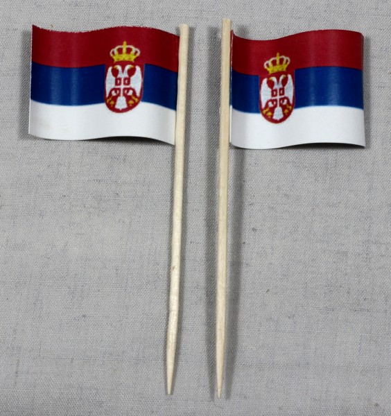Party-Picker Flagge Serbien Papierfähnchen in Spitzenqualität 50 Stück Beutel