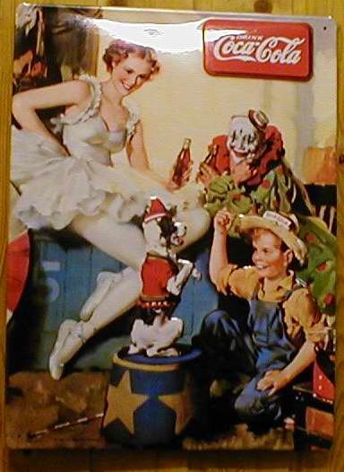 Blechschild Coca Cola Coke Zirkus Clown retro Schild Werbeschild Nostalgieschild