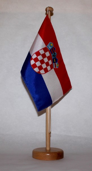 Tischflagge Kroatien 25x15 cm optional mit Holz- oder Chromständer Tischfahne Tischfähnchen