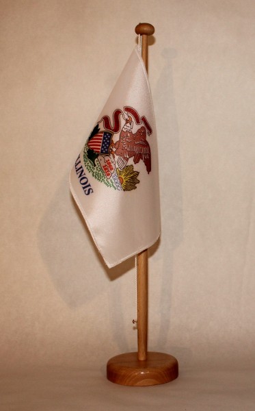 Tischflagge Illinois USA Bundesstaat US State 25x15 cm optional mit Holz- oder Chromständer Tischfah