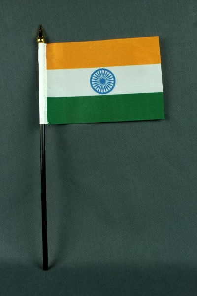 Kleine Tischflagge Indien 10x15 cm optional mit Tischfähnchenständer