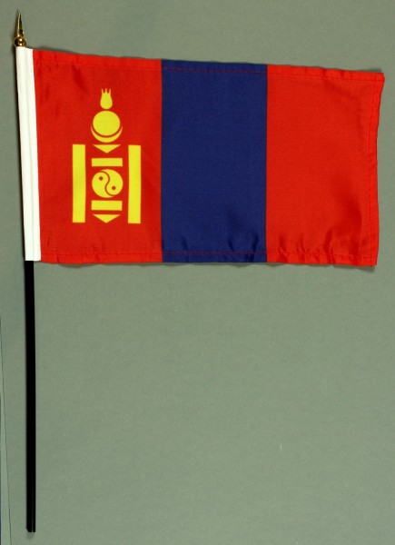 Tischflagge Mongolei 15x25 cm BASIC optional mit Tischflaggenständer