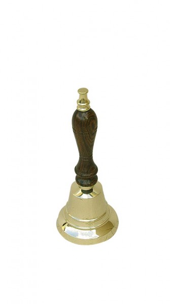Tischglocke Holz / Messing Handglocke H: 12,5cm, Ø: 5cm Glocke