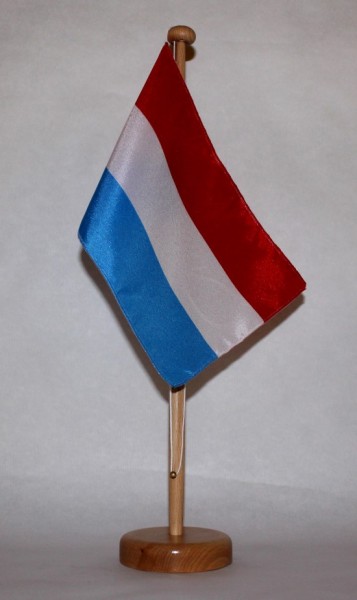 Tischflagge Luxemburg 25x15 cm optional mit Holz- oder Chromständer Tischfahne Tischfähnchen