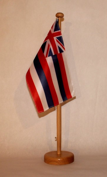 Tischflagge Hawaii USA Bundesstaat US State 25x15 cm optional mit Holz- oder Chromständer Tischfahne