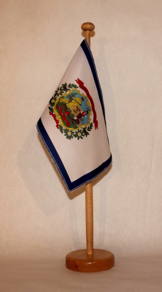 Tischflagge West Virginia USA Bundesstaat US State 25x15 cm optional mit Holz- oder Chromständer Tis