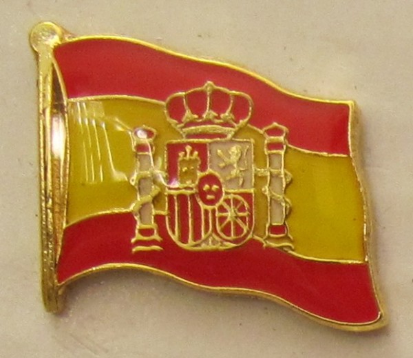 Pin Anstecker Flagge Fahne Spanien mit Wappen Nationalflagge