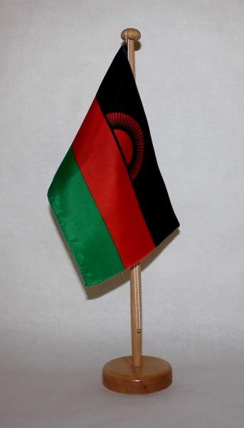 Tischflagge Malawi 25x15 cm optional mit Holz- oder Chromständer Tischfahne Tischfähnchen