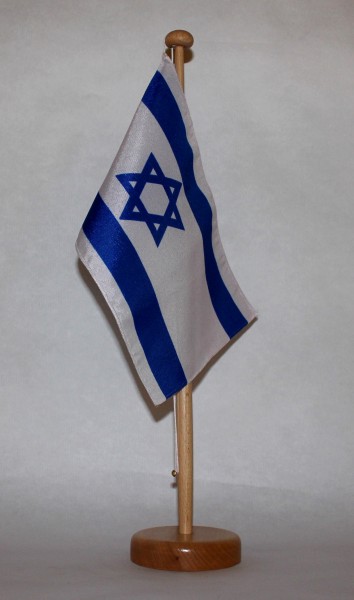 Tischflagge Israel 25x15 cm optional mit Holz- oder Chromständer Tischfahne Tischfähnchen