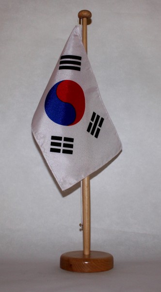 Tischflagge Süd Korea Südkorea 25x15 cm optional mit Holz- oder Chromständer Tischfahne Tischfähnche