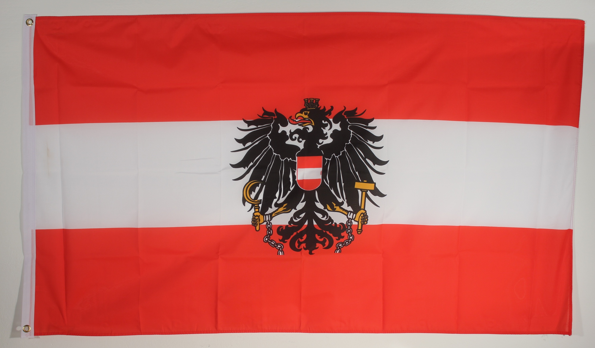 Flagge Österreich mit Wappen 110 g/m² ca 400 x 150 cm 