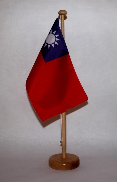 Tischflagge Taiwan 25x15 cm optional mit Holz- oder Chromständer Tischfahne Tischfähnchen