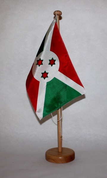 Tischflagge Burundi 25x15 cm optional mit Holz- oder Chromständer Tischfahne Tischfähnchen