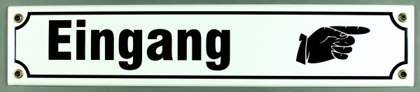 Strassenschild Eingang Hand rechts 40x8 cm Email Strassen Schild Emaille