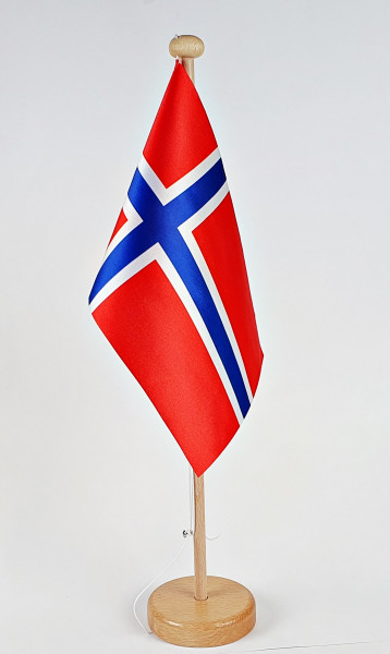 Tischflagge Norwegen 25x15 cm optional mit Holz- oder Chromständer Tischfahne Tischfähnchen