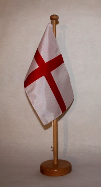 Tischflagge England rotes Kreuz 25x15 cm optional mit Holz- oder Chromständer Tischfahne Tischfähnch