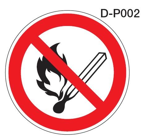 Aluminium Verbotsschild D-P002 rund Feuer offenes Licht rauchen verboten verschiedene Größen 0,6 mm