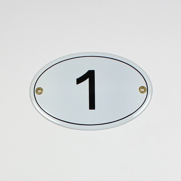 1 weiß oval 15x10 cm sofort lieferbar Schild Emaille Hausnummer