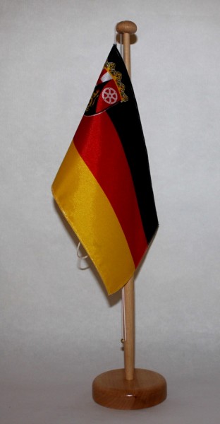 Tischflagge Rheinland Pfalz 25x15 cm optional mit Holz- oder Chromständer Tischfahne Tischfähnchen