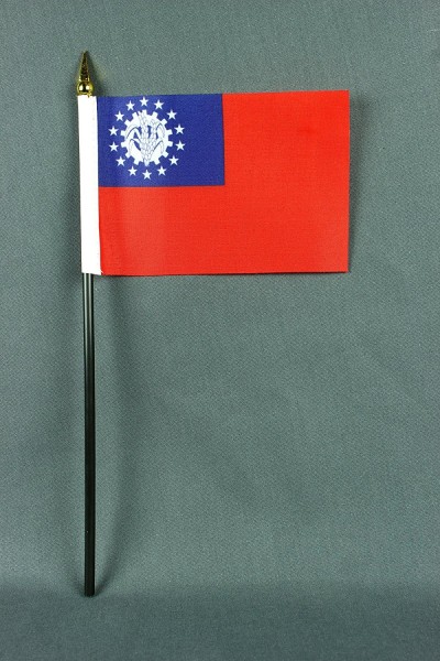 Kleine Tischflagge Myanmar Burma 10x15 cm optional mit Tischfähnchenständer
