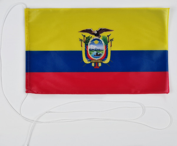 Tischflagge Ecuador 25x15 cm optional mit Holz- oder Chromständer Tischfahne Tischfähnchen