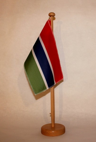 Tischflagge Gambia 25x15 cm optional mit Holz- oder Chromständer Tischfahne Tischfähnchen