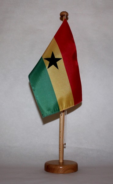 Tischflagge Ghana 25x15 cm optional mit Holz- oder Chromständer Tischfahne Tischfähnchen