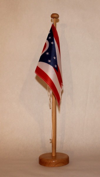 Tischflagge Ohio USA Bundesstaat US State 25x15 cm optional mit Holz- oder Chromständer Tischfahne T