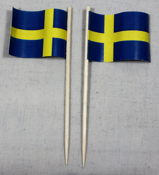 Party-Picker Flagge Schweden Papierfähnchen in Spitzenqualität 50 Stück Beutel