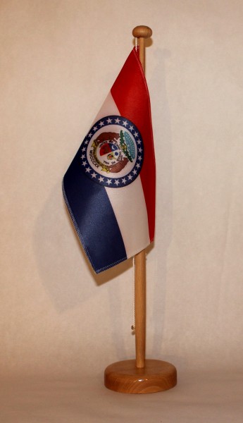 Tischflagge Missouri USA Bundesstaat US State 25x15 cm optional mit Holz- oder Chromständer Tischfah