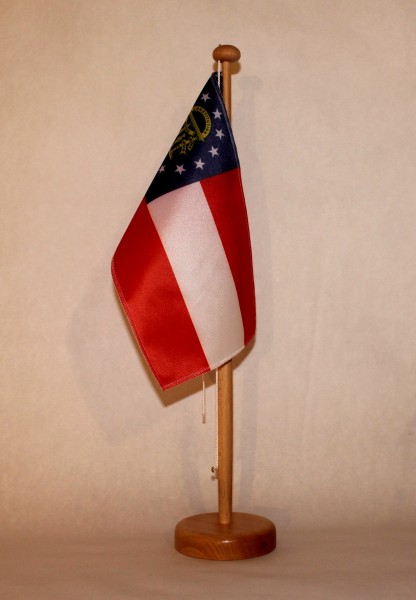 Tischflagge Georgia USA Bundesstaat US State 25x15 cm optional mit Holz- oder Chromständer Tischfahn