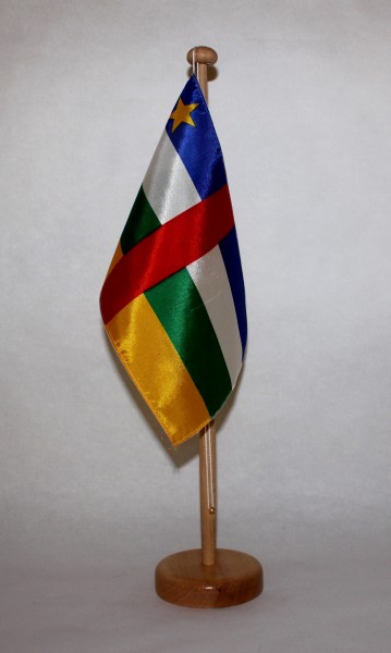 Tischflagge Zentralafrikanische Republik 25x15 cm optional mit Holz- oder Chromständer Tischfahne Ti