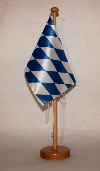 Tischflagge Bayern nur Raute 25x15 cm optional mit Holz- oder Chromständer Tischfahne Tischfähnchen