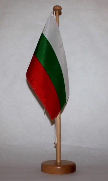Tischflagge Bulgarien 25x15 cm optional mit Holz- oder Chromständer Tischfahne Tischfähnchen
