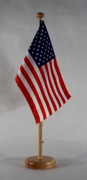 Tischflagge USA 25x15 cm optional mit Holz- oder Chromständer Tischfahne Tischfähnchen