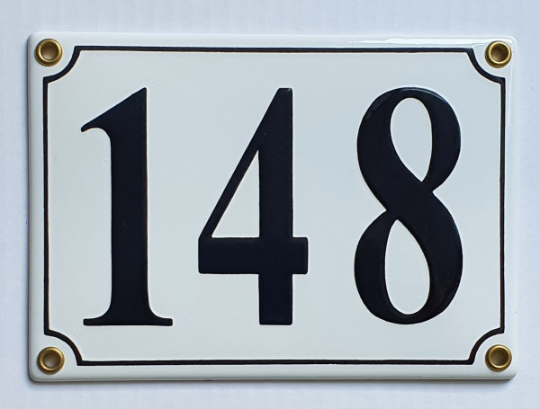 148 weiß / schwarz Serif 17x12 cm sofort lieferbar Schild Emaille Hausnummer