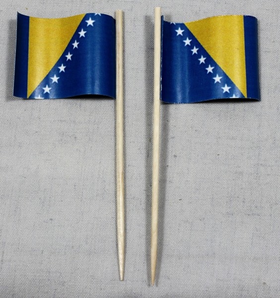 Party-Picker Flagge Bosnien Herzegowina Papierfähnchen in Spitzenqualität 50 Stück Beutel