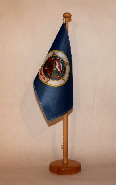 Tischflagge Minnesota USA Bundesstaat US State 25x15 cm optional mit Holz- oder Chromständer Tischfa