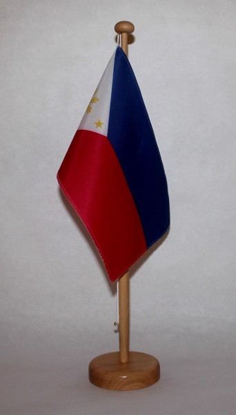Tischflagge Philippinen 25x15 cm optional mit Holz- oder Chromständer Tischfahne Tischfähnchen