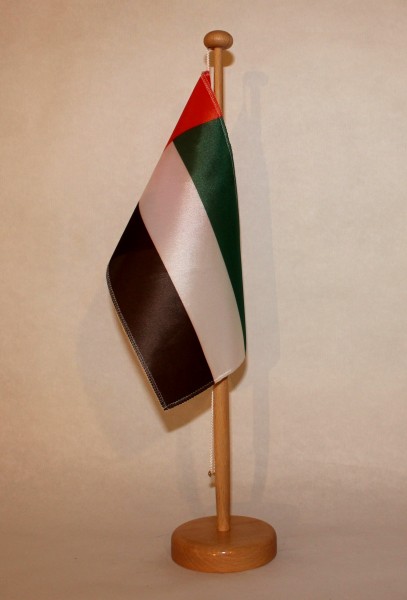 Tischflagge Vereinigte Arabische Emirate VAE UAE 25x15 cm optional mit Holz- oder Chromständer Tisch