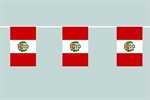 Peru mit Wappen Flaggenkette 6 Meter / 8 Flagge Fahne